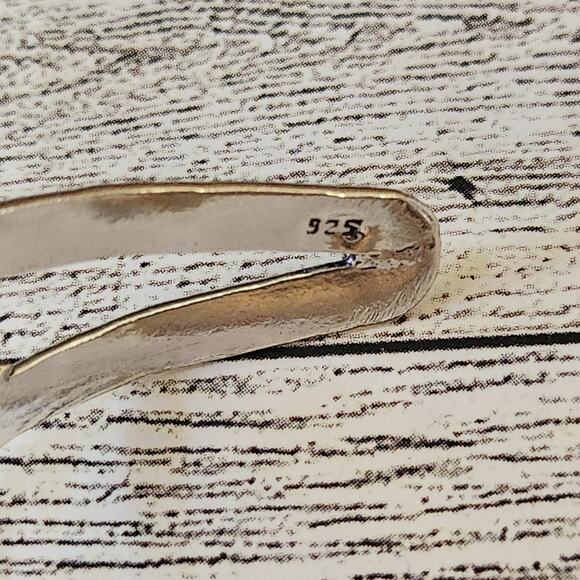 Wide Silver Cuff, Ancient Echoes Miriam Stone Cuff Bracelet - Picture 5 of 10